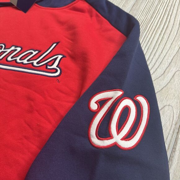 Washington Nationals Hoodie Mens XL Red Script Spellout Sewn Fleece Majestic New - Picture 4 of 11